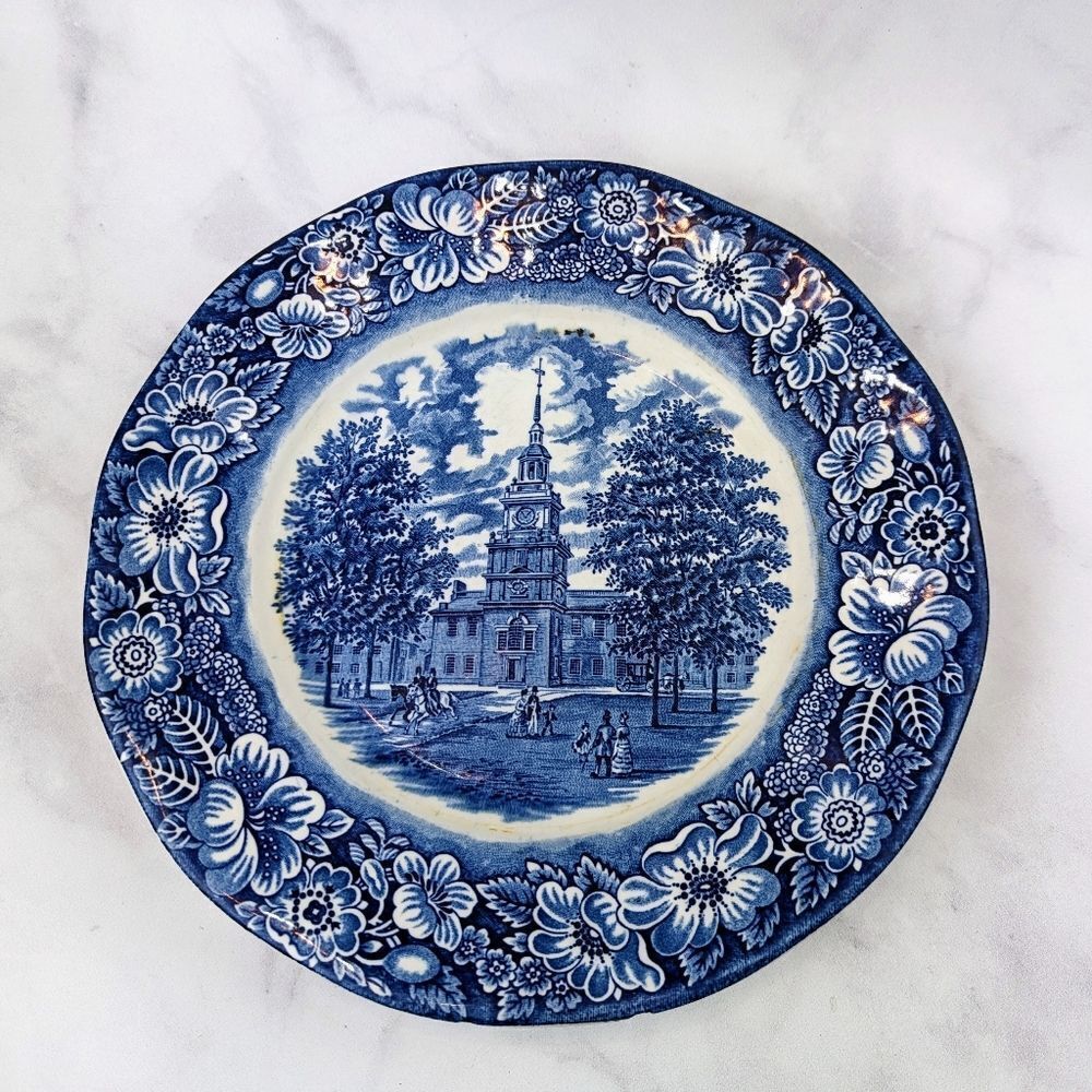 Liberty Blue Independence Hall Decorative Plate Made in England Staffordshire